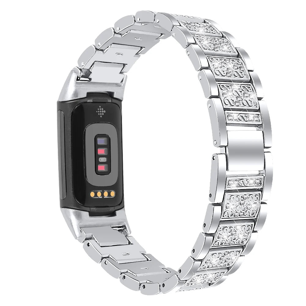Fitbit Charge Rhinestone Panel Bracelet Band - Silver