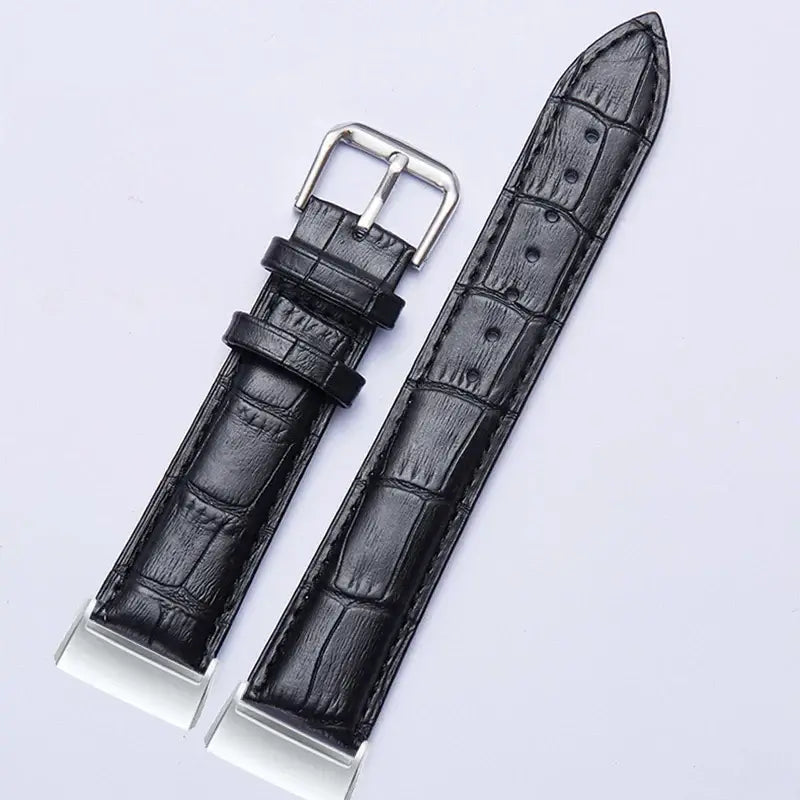 Fitbit Charge Croc-Embossed Leather Band black embossed leather strap with silver connectors