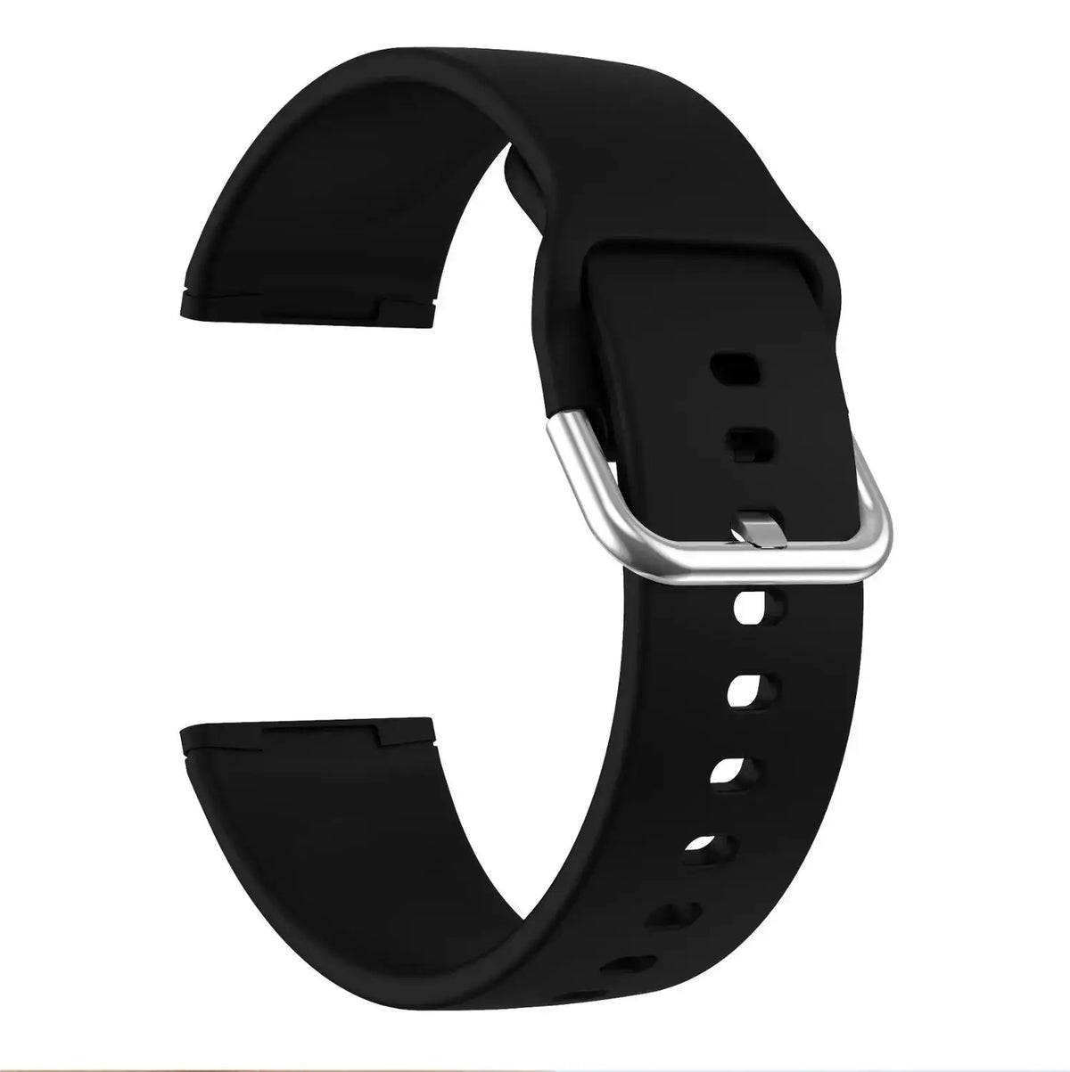 Fitbit Versa 3/4 & Sense 1/2 Silicone Buckle Band - Black
