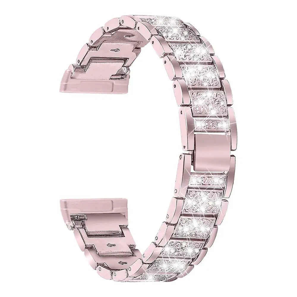 Fitbit Versa 4 Sparkling Panel Metal Bracelet Band - Rose Pink