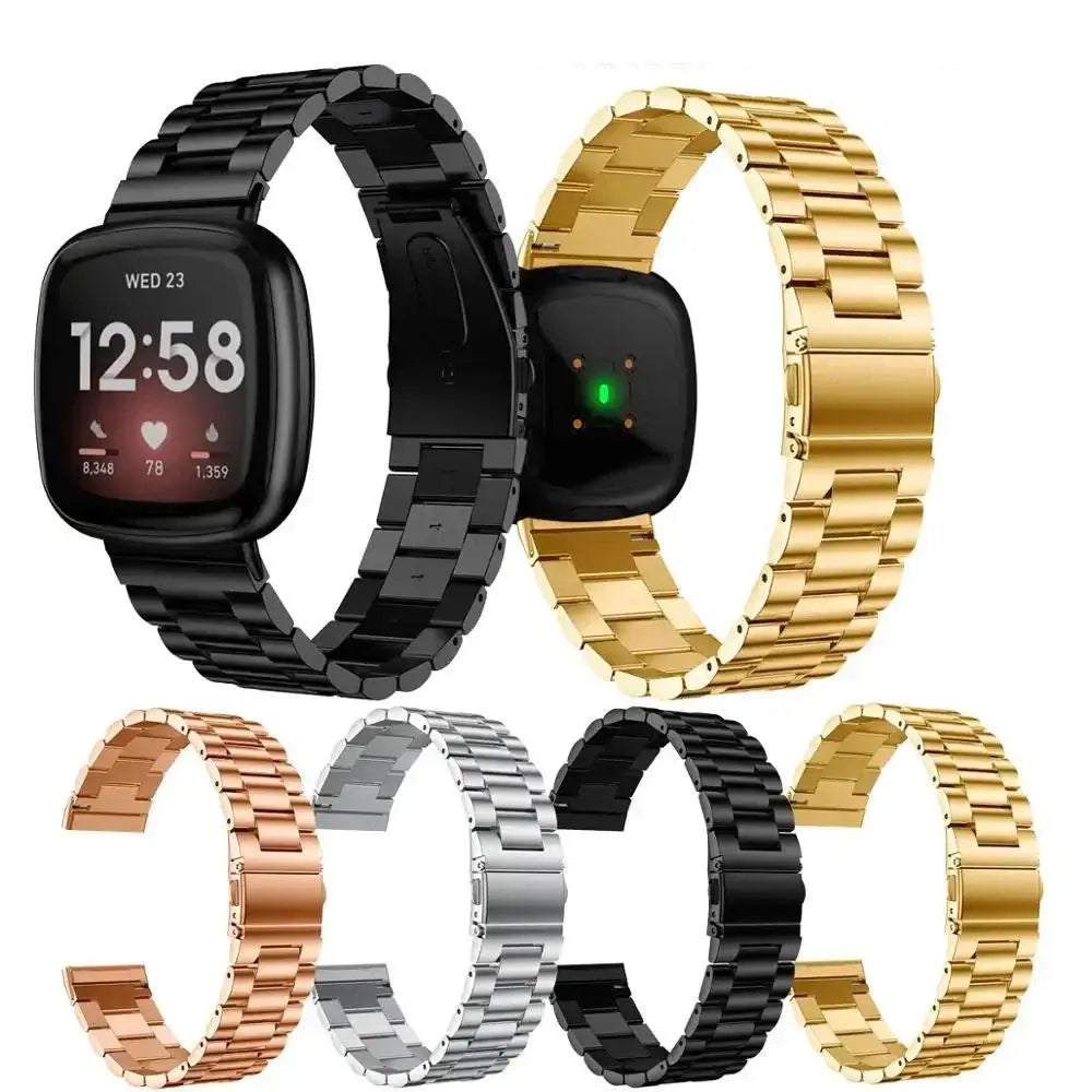 Fitbit Versa 3/4 & Sense 1/2 Three-Link Metal Band - Three-link bracelet finish options