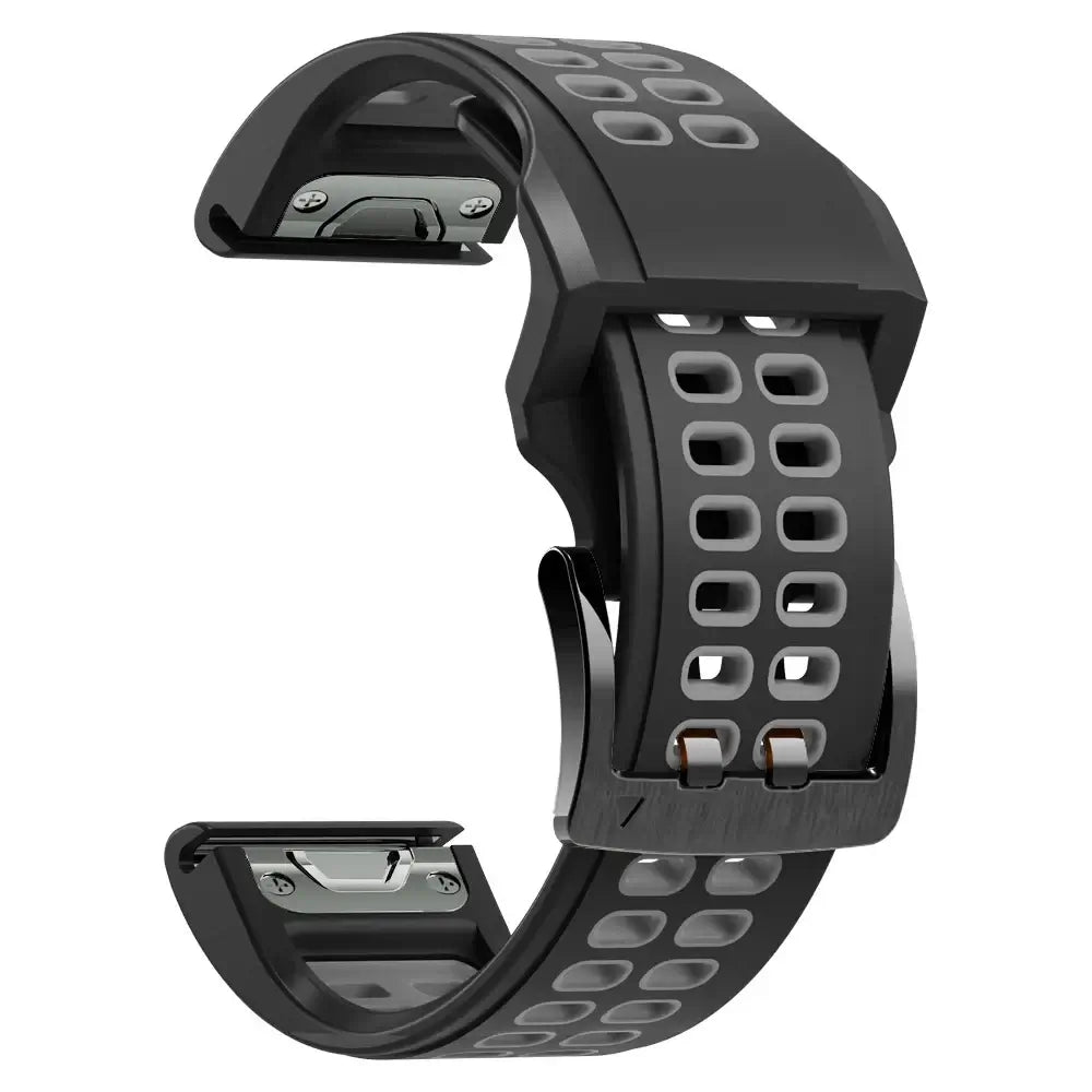 Garmin QuickFit Silicone Band - Solid and Perforated in Black / Gray - Perforated