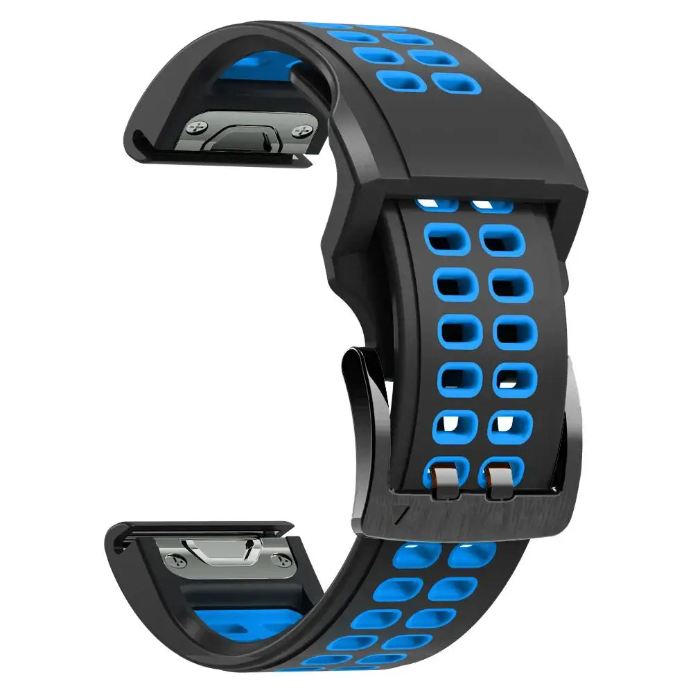 Garmin QuickFit Silicone Band - Solid and Perforated in Black / Blue - Perforated