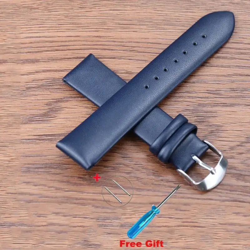 Smooth Leather Buckle Band in Navy Blue for compatible Huawei watches