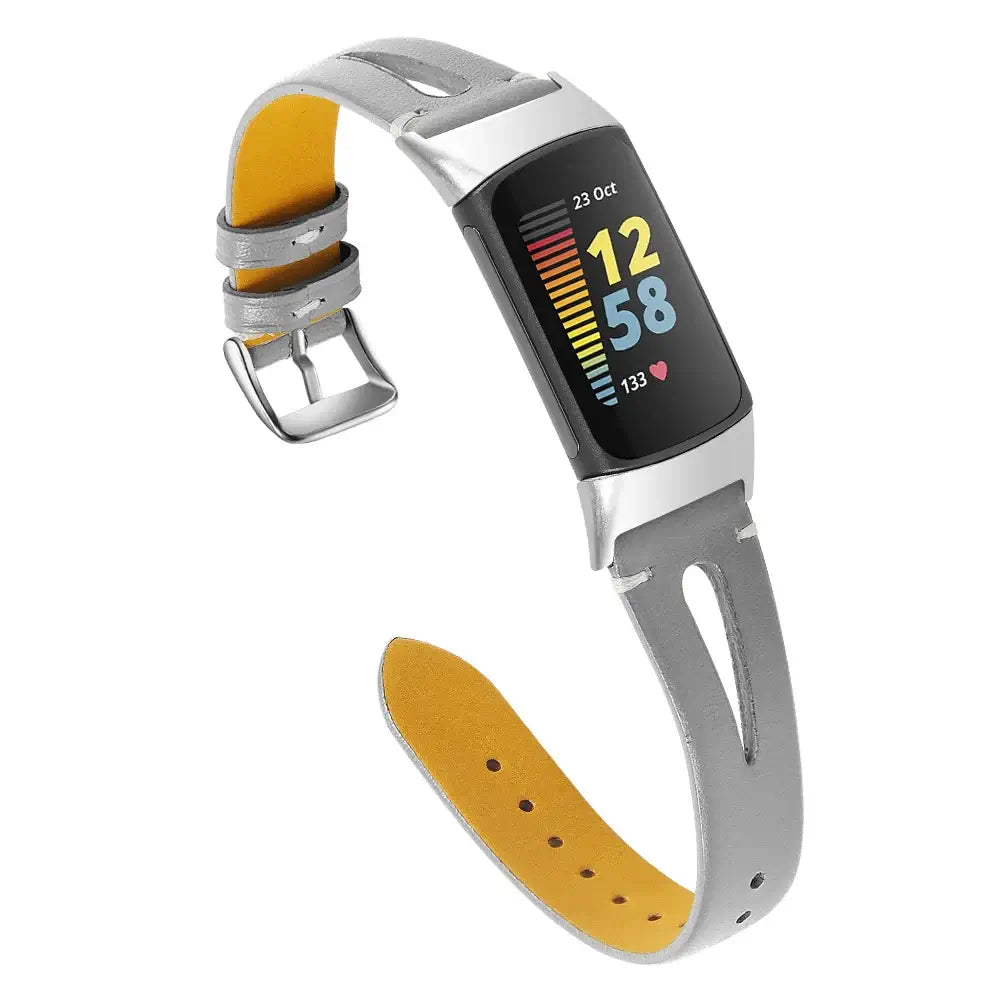 Fitbit Charge 5/6 Slim Cutout Leather Band - Gray