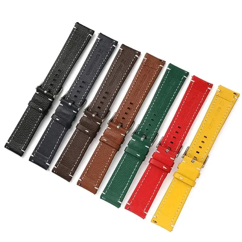 Seven stitched leather strap colors