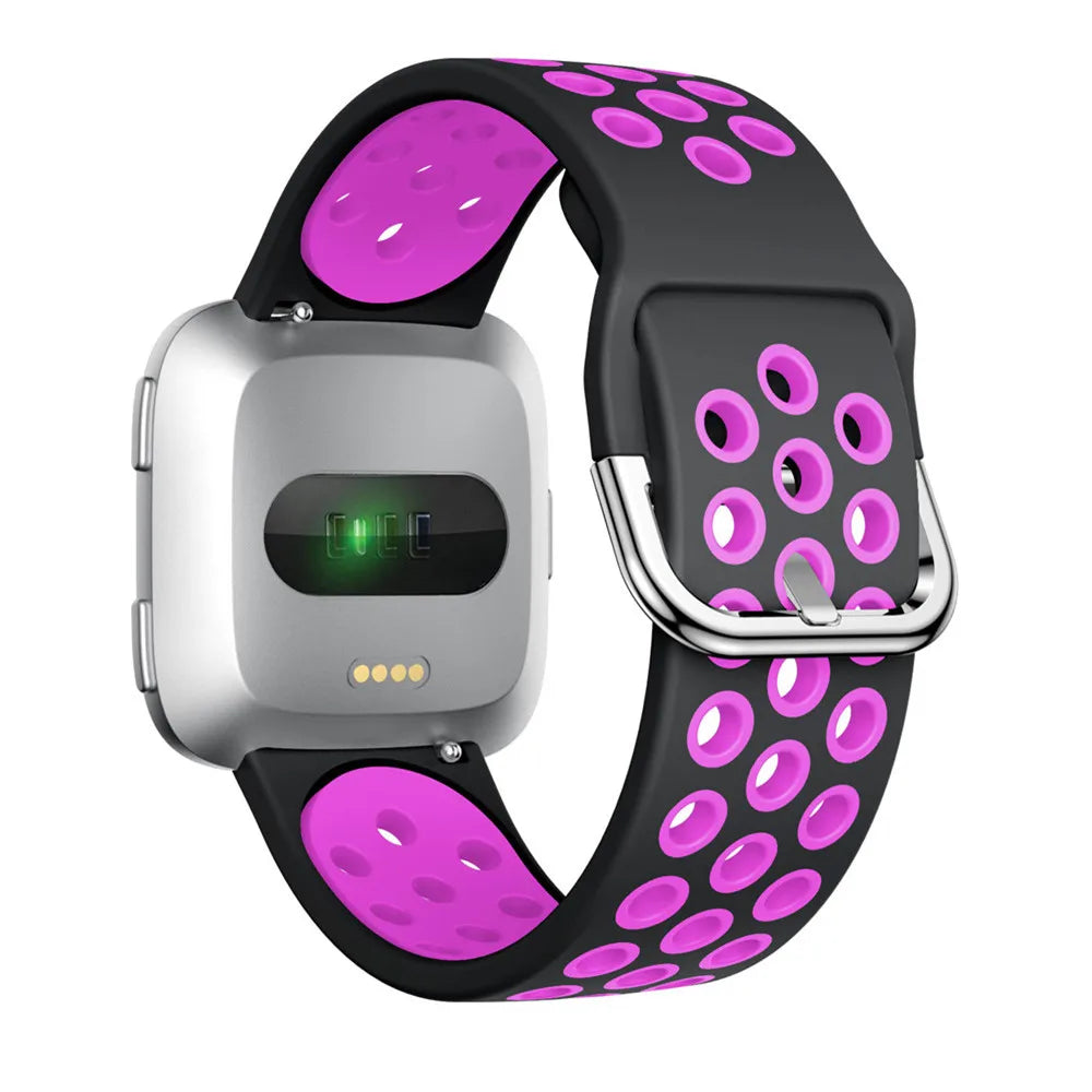 Fitbit Versa 1/2 & Lite Two-Tone Perforated Band - Black / Purple