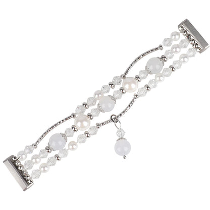 White Fitbit Versa 4, Versa 3, Sense 2 and Sense Pearl Beaded Bracelet Band