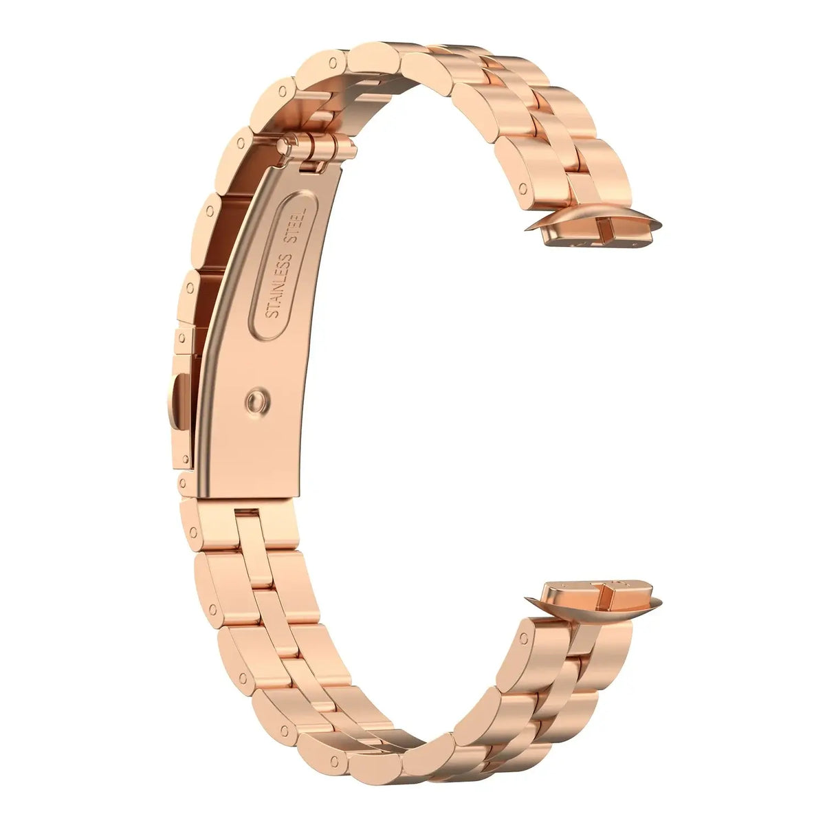 Fitbit Luxe Classic Stainless Steel Link Band - Rose gold folding clasp view