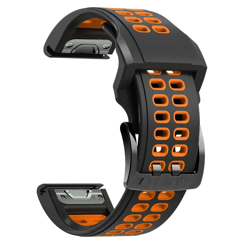 Garmin QuickFit Silicone Band - Solid and Perforated in Black / Orange - Perforated