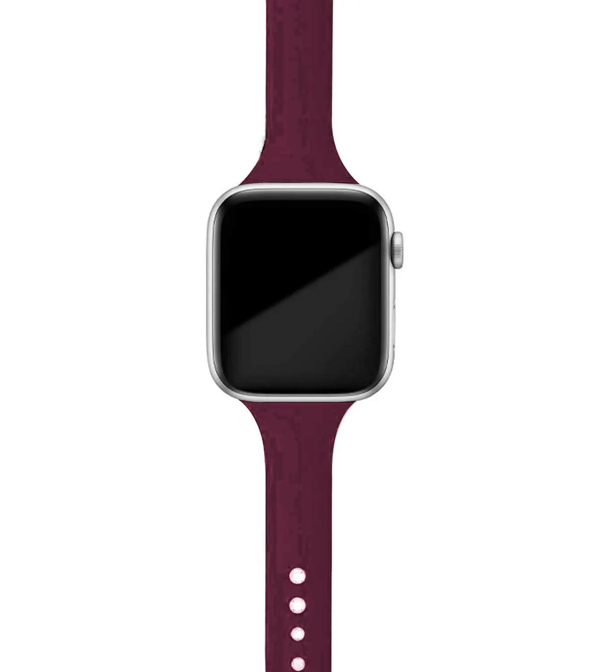 Burgundy tapered silicone Apple Watch band