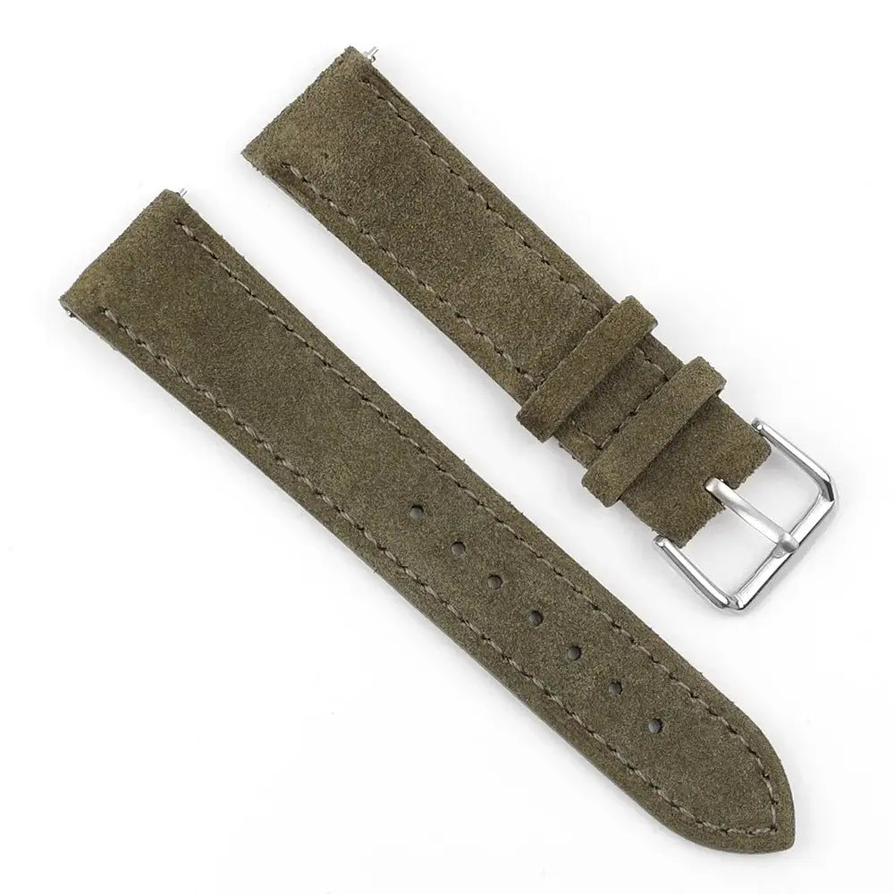 TicWatch Suede Leather Stitched Band - Olive Green