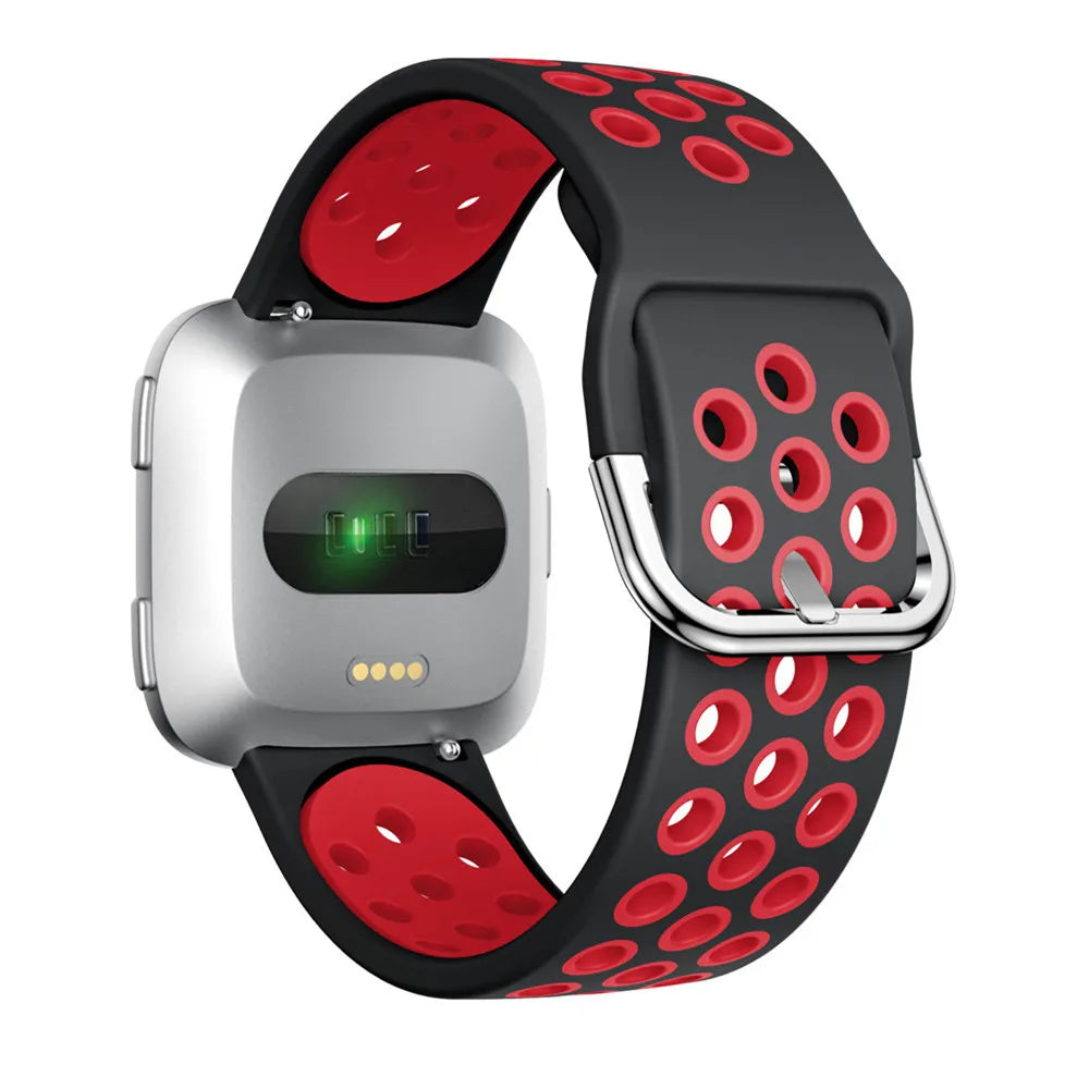 Fitbit Versa 1/2 & Lite Two-Tone Perforated Band - Black / Red