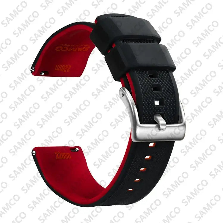 Amazfit Textured Silicone Band with Buckle Choices — Black / Red / Silver Buckle