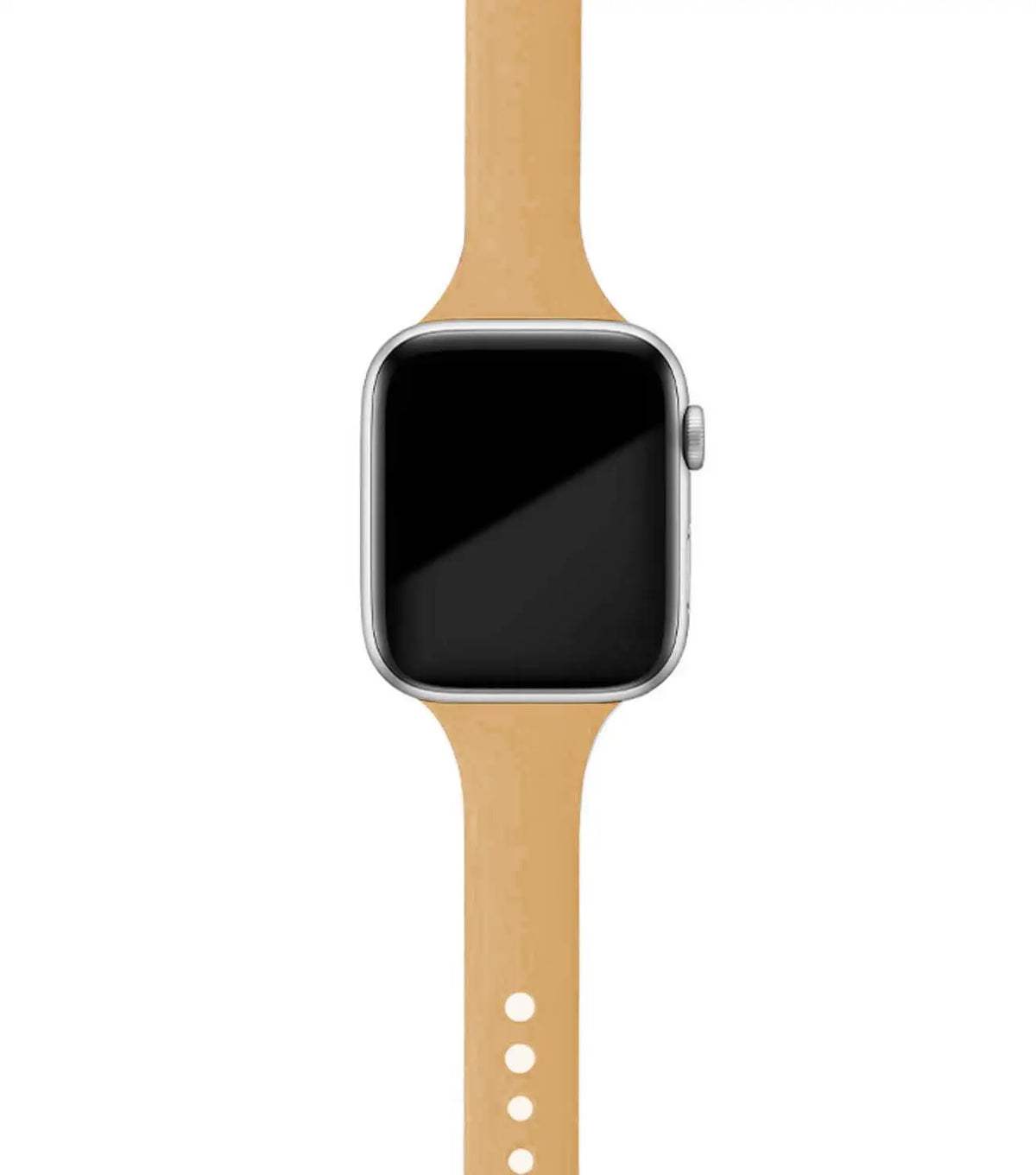 Tan tapered silicone Apple Watch band