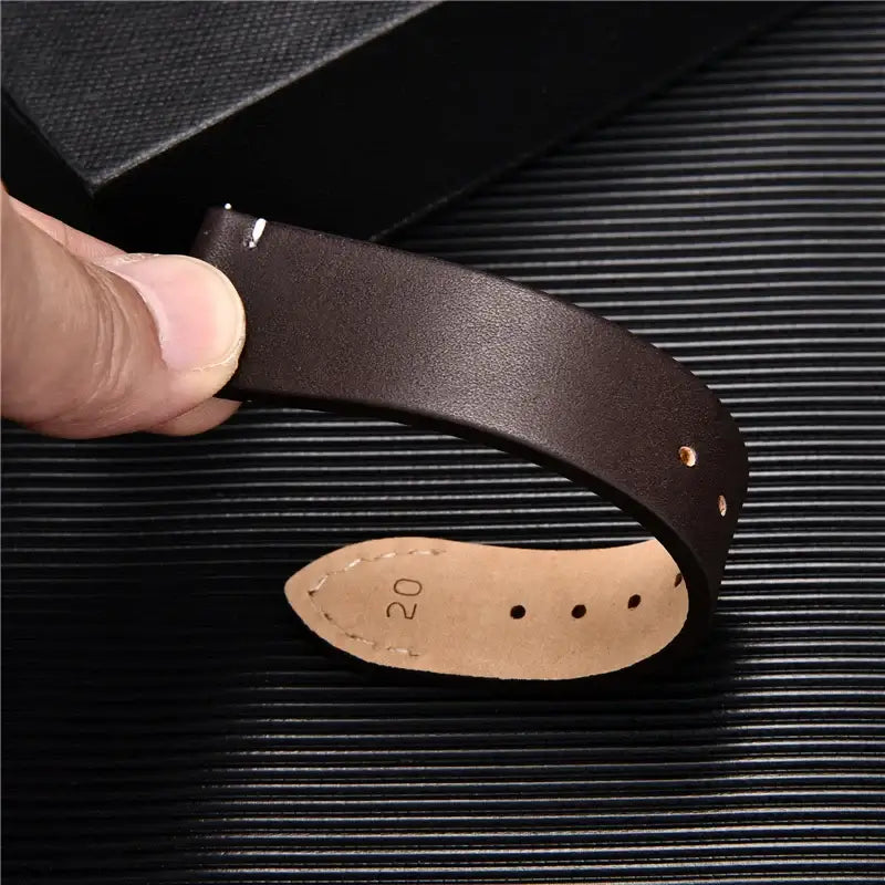 Leather strap bent to show flexibility