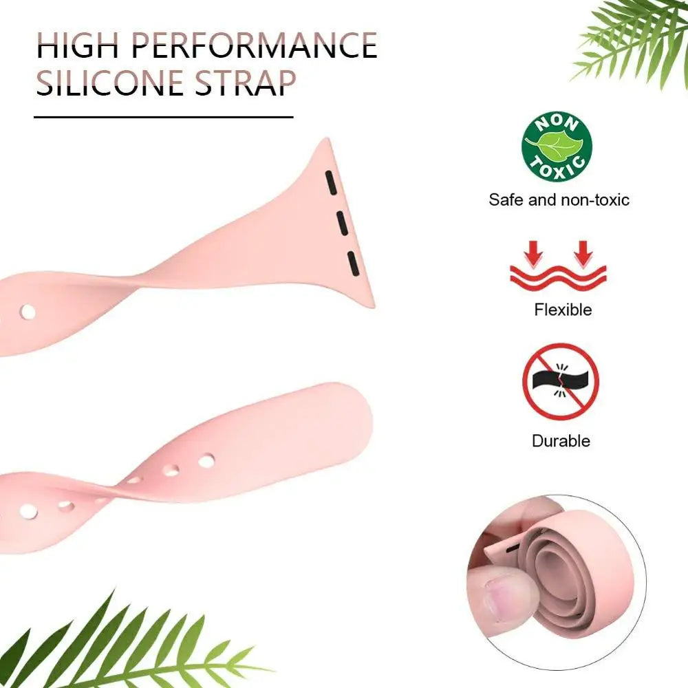 Illustration showing flexible tapered silicone Apple Watch strap