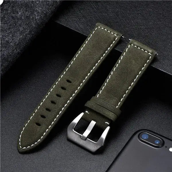 TicWatch Slim Stitched Leather Band - Army Green