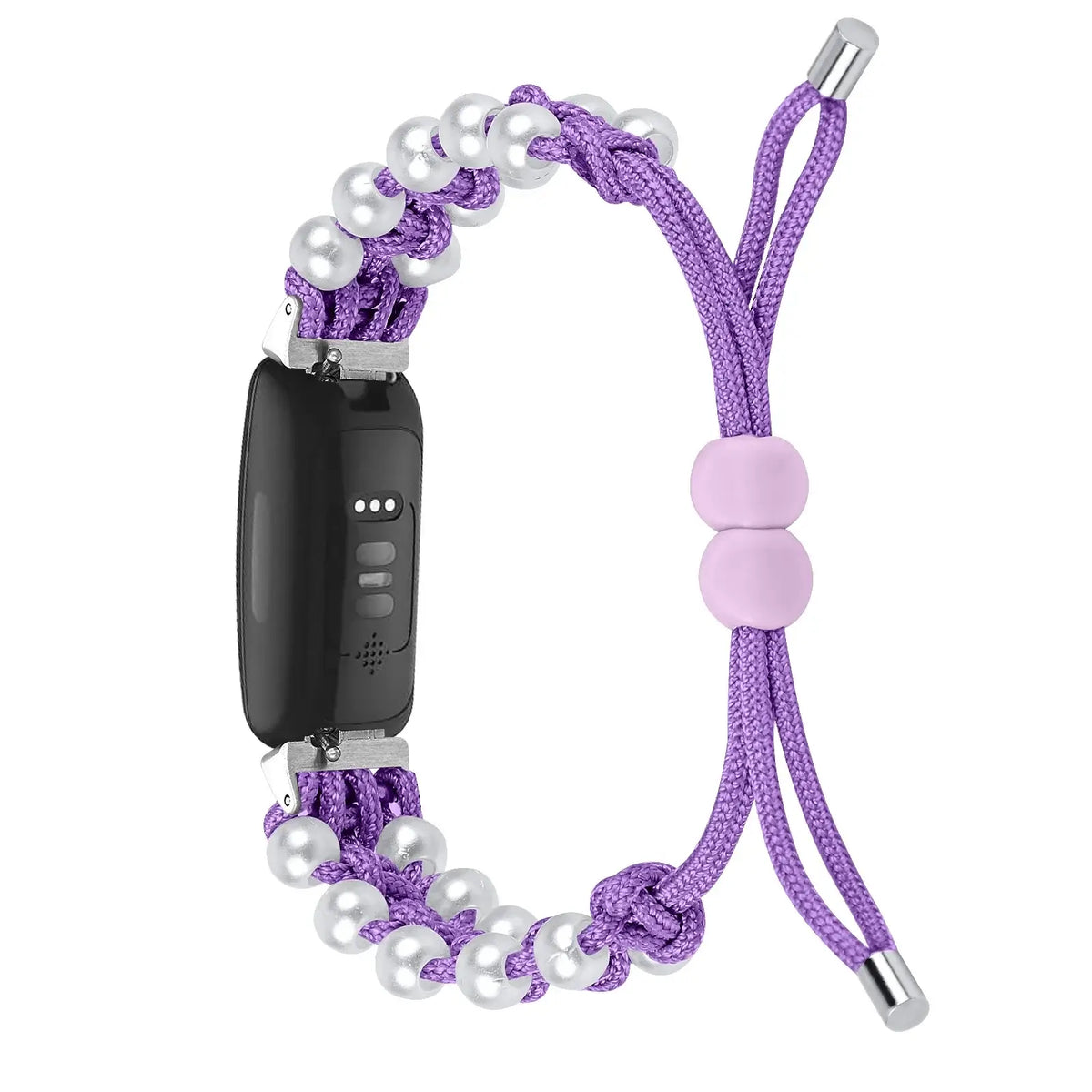 Fitbit Inspire Braided Cord & Pearl-Style Bead Band - Purple