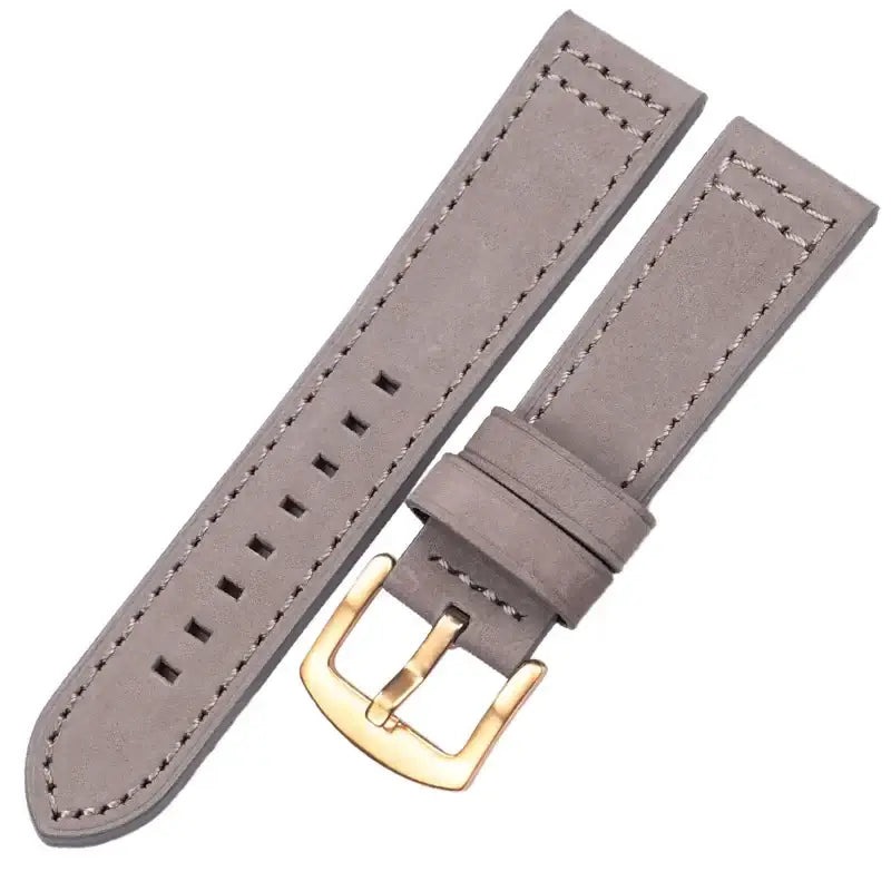 Suunto Leather Band with Square Adjustment Holes – Taupe Gray / Gold Buckle