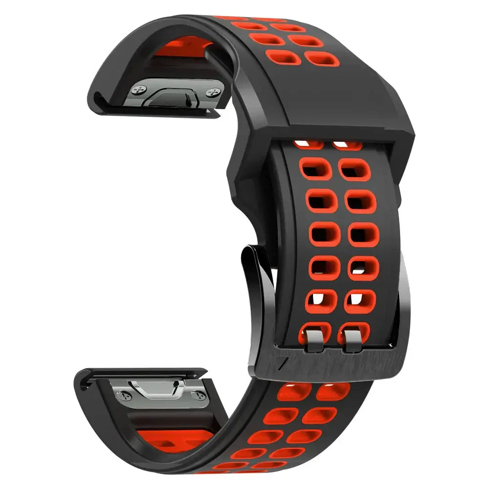 Garmin QuickFit Silicone Band - Solid and Perforated in Black / Red - Perforated