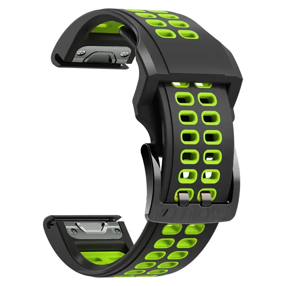 Garmin QuickFit Silicone Band - Solid and Perforated in Black / Lime - Perforated