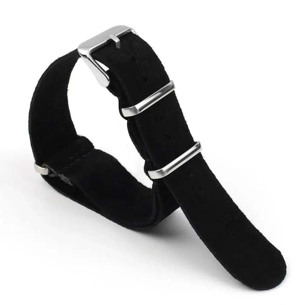 Samsung Galaxy Watch Suede Leather Pass-Through Strap in Black