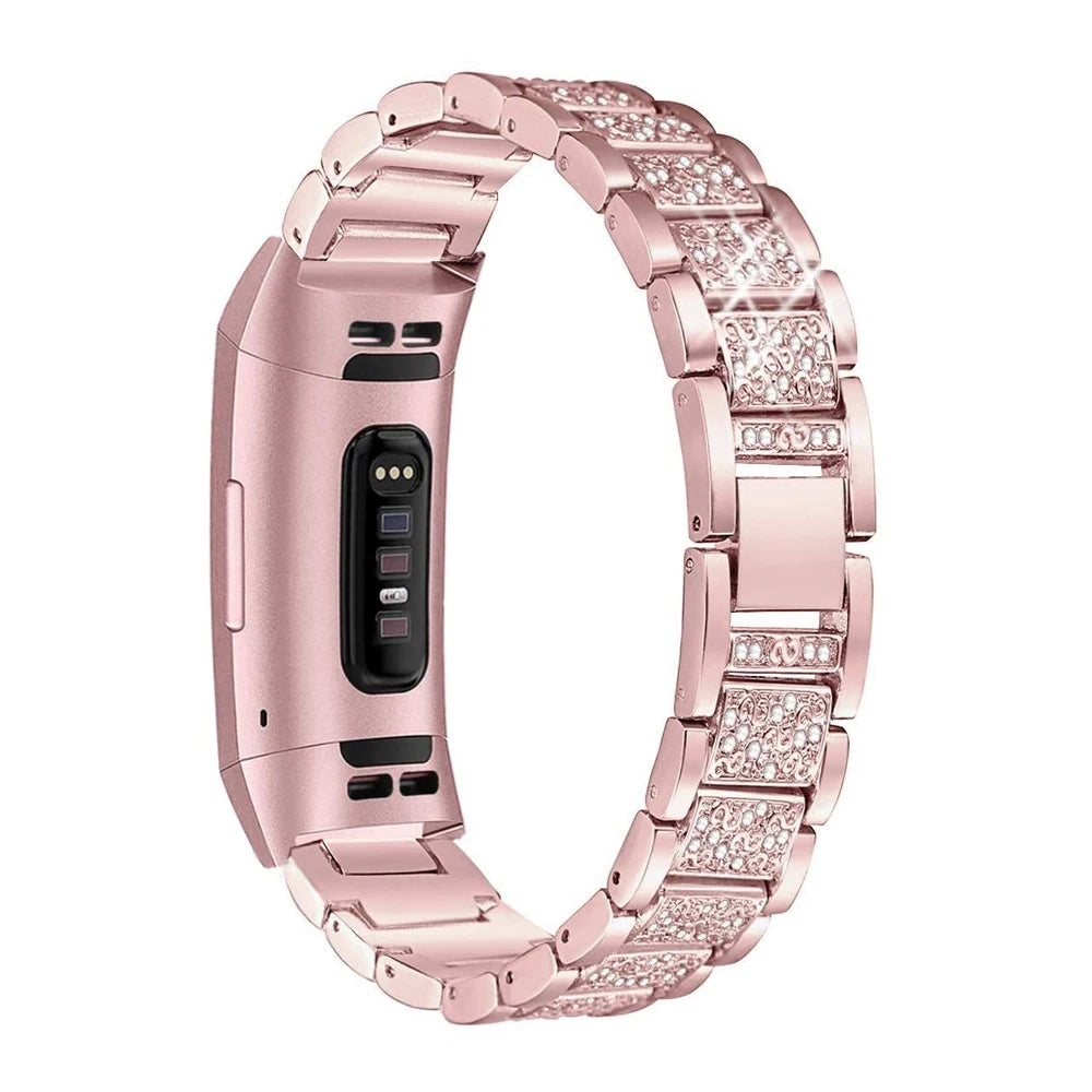 Fitbit Charge Rhinestone Panel Bracelet Band - Rose Pink