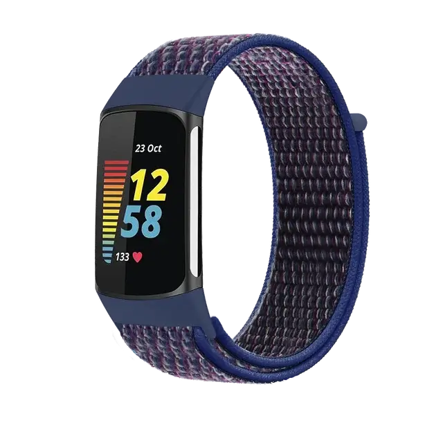 Fitbit Charge 5 & 6 Nylon Hook-and-Loop Band in Indigo