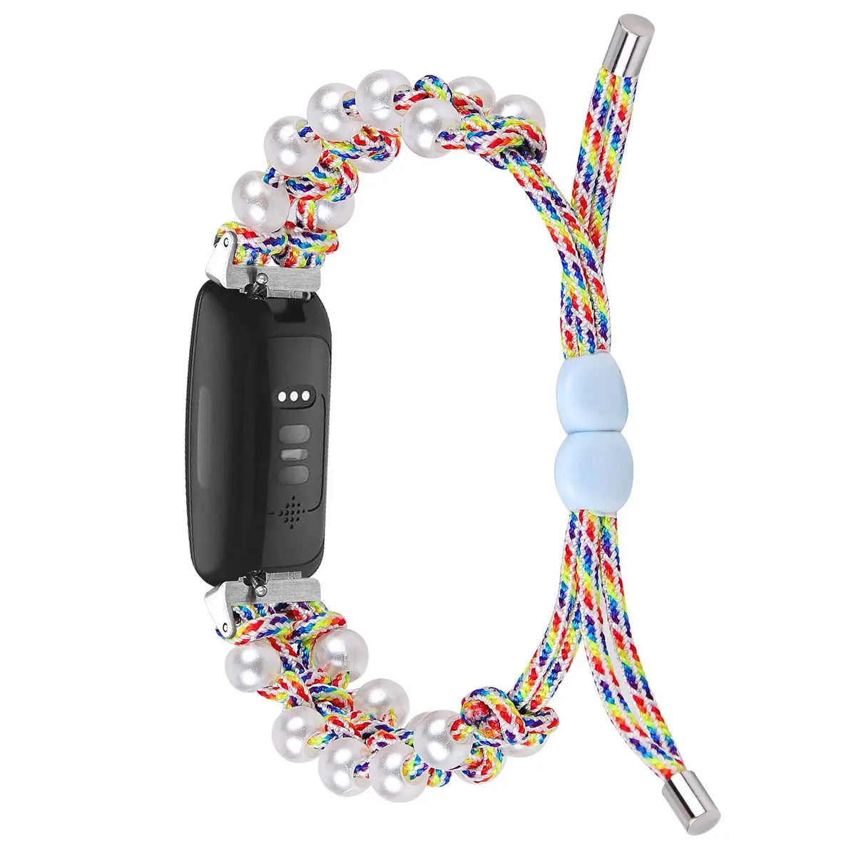 Fitbit Inspire Braided Cord & Pearl-Style Bead Band - Rainbow