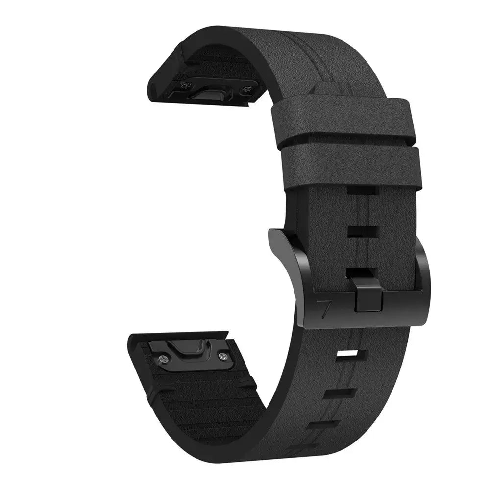 Garmin QuickFit Leather Band with Double Keepers in Black