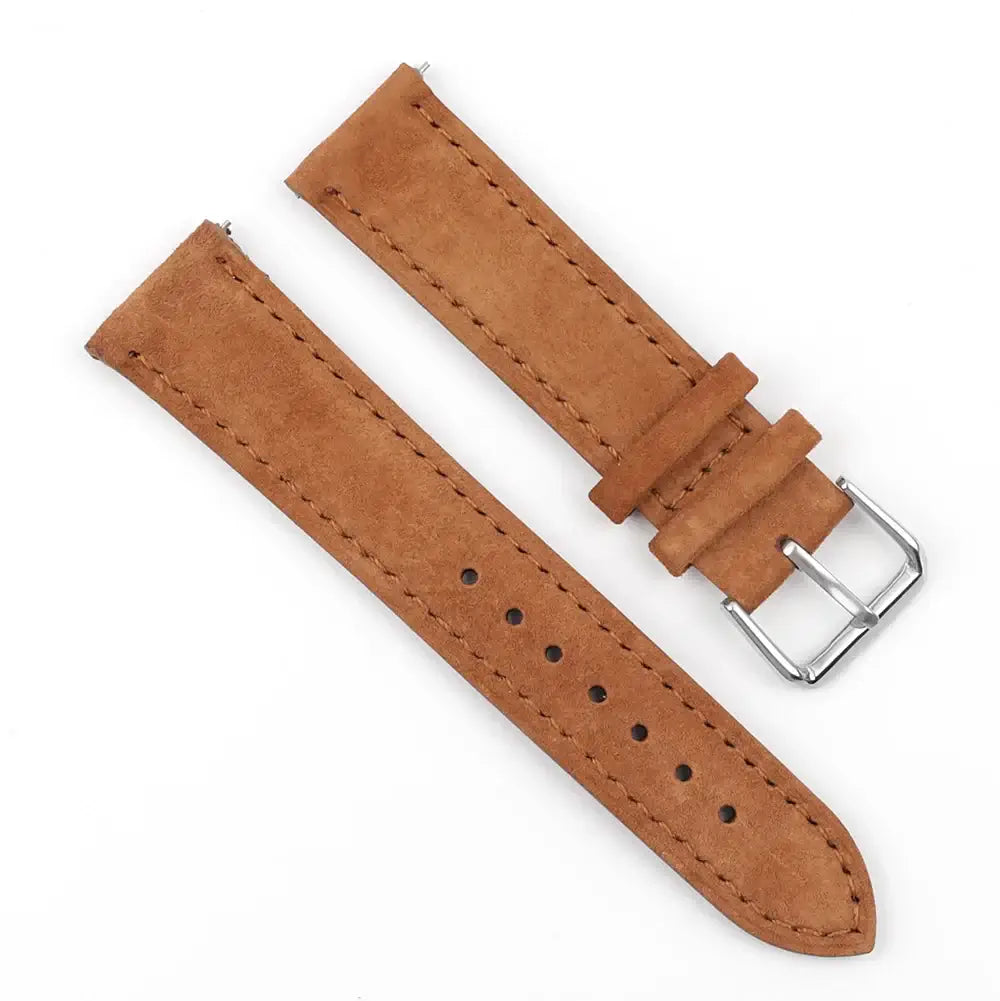 Suede Leather Stitched Band in Brown for compatible Huawei watches