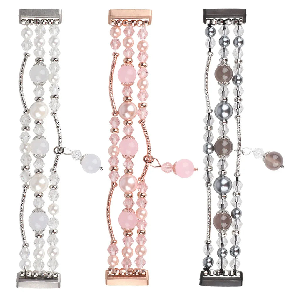 Fitbit Versa 4, Versa 3, Sense 2 and Sense Pearl Beaded Bracelet Band — product detail