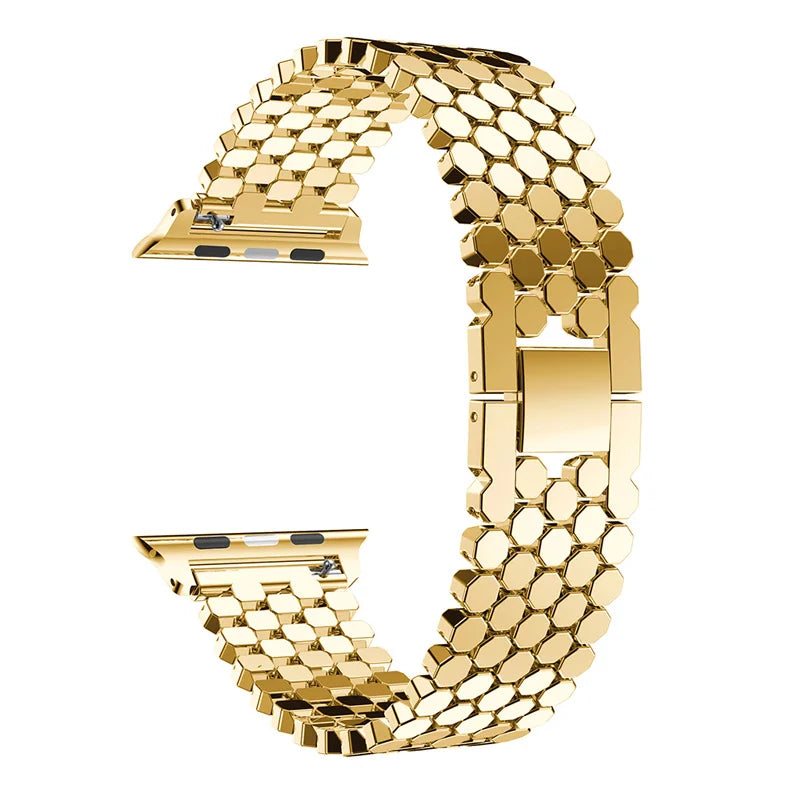 Fish Scale Stainless Steel Apple Watch Bracelet in Gold