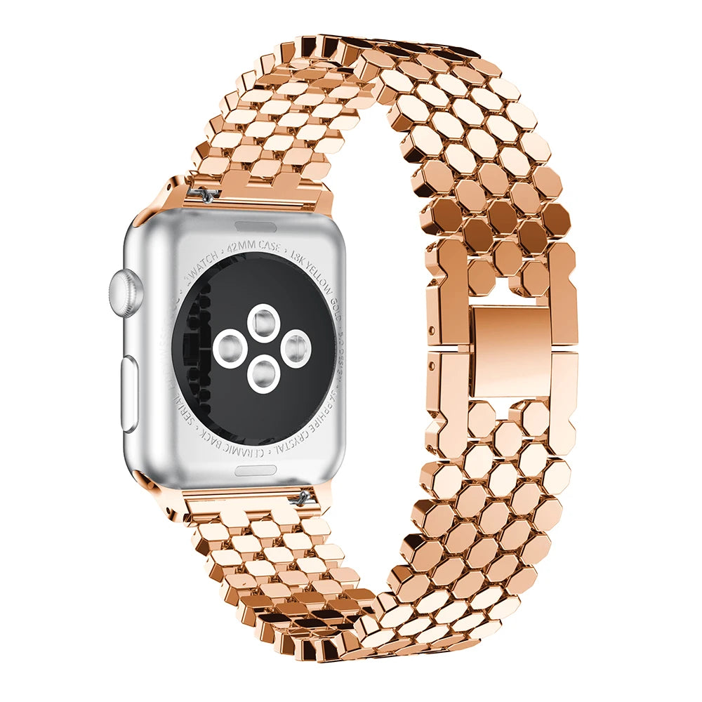 Back view of rose gold bracelet and folding clasp