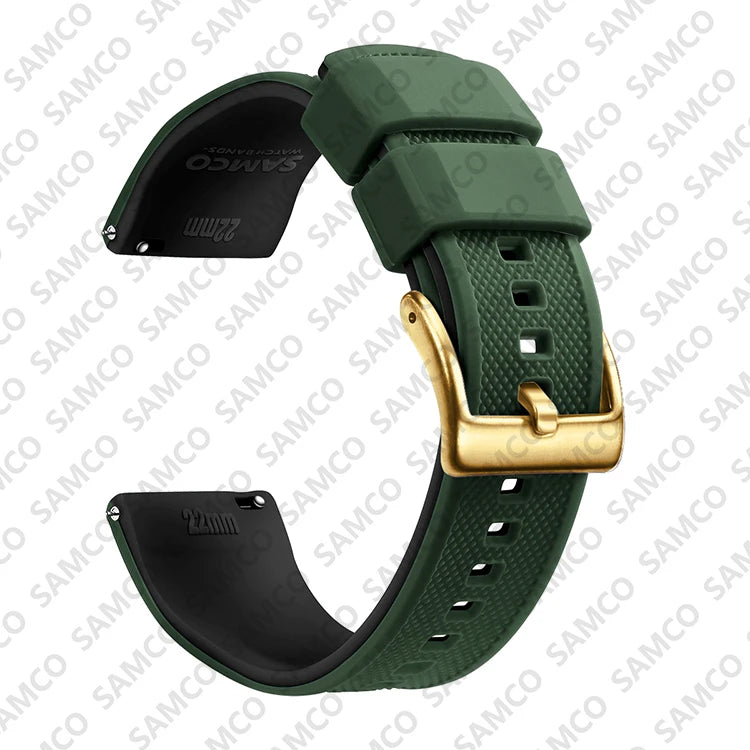 Motorola Moto Textured Silicone Band with Buckle Choices — Army Green / Black / Gold Buckle