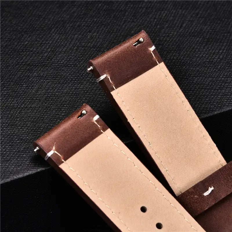 TicWatch Minimal Leather Band with Accent Stitches - Leather underside and spring bars