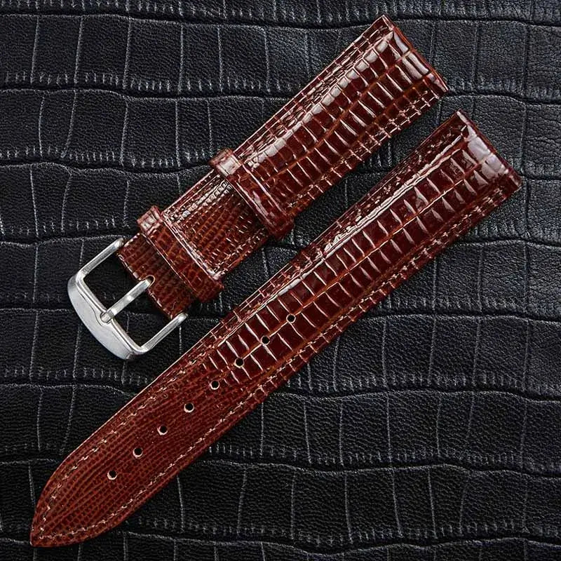 Samsung Galaxy Watch Reptile-Embossed Leather Band in Brown / Silver Buckle