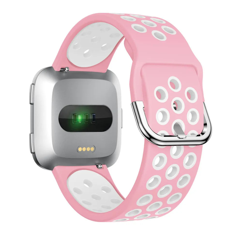 Fitbit Versa 1/2 & Lite Two-Tone Perforated Band - Pink / White