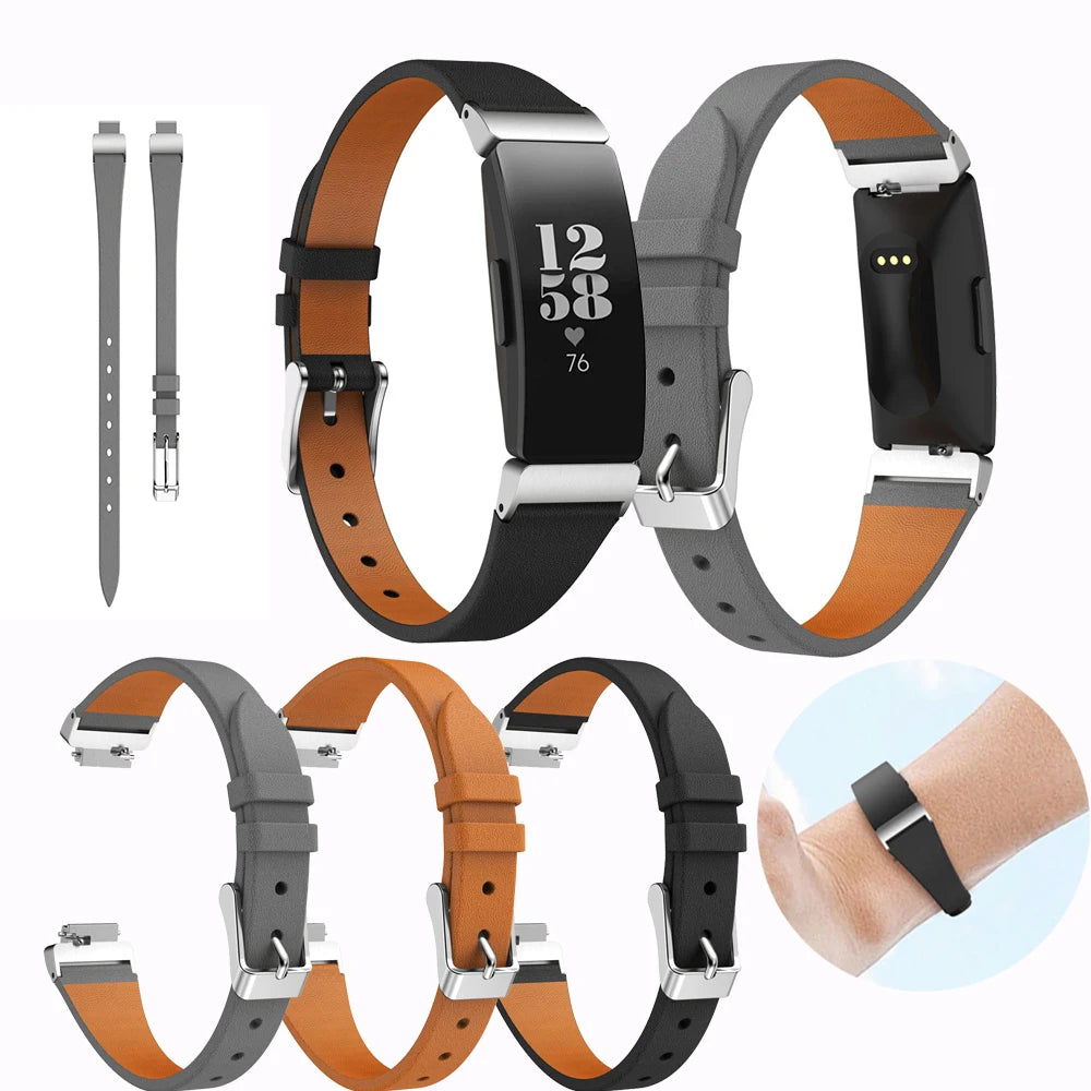 Fitbit Inspire 1/2/HR Slim Leather Buckle Band - Leather band color options