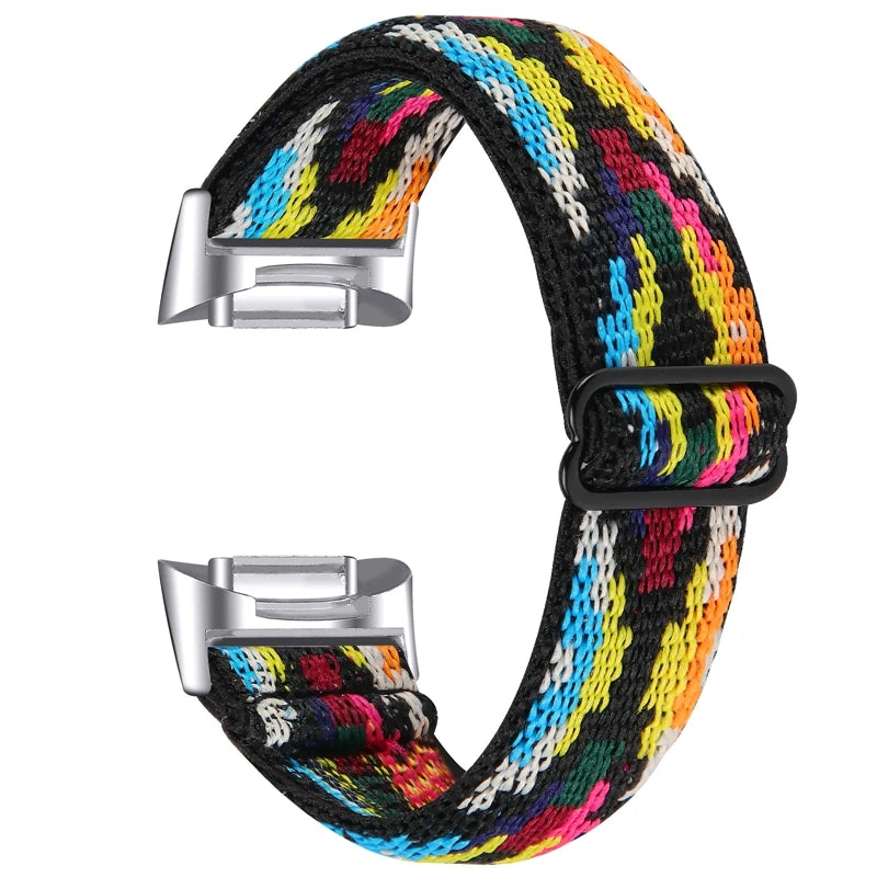 Fitbit Charge 5/6 Adjustable Stretch Nylon Band - Multicolor Chevron