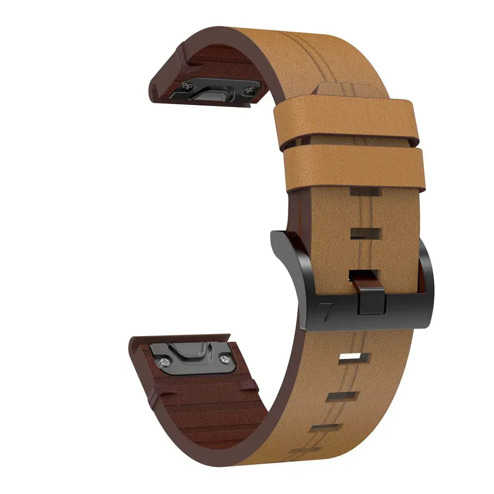 Garmin QuickFit Leather Band with Double Keepers in Tan