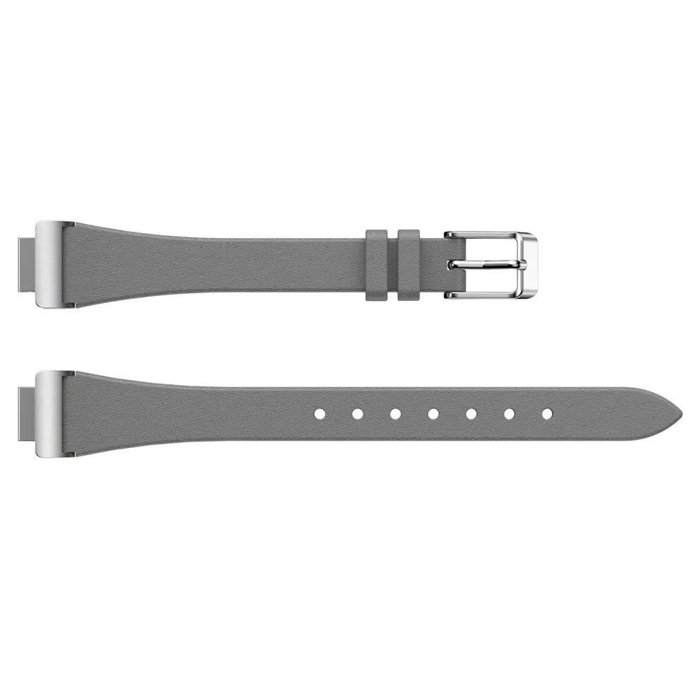 Fitbit Inspire 1/2/HR Slim Leather Buckle Band - Gray strap laid flat