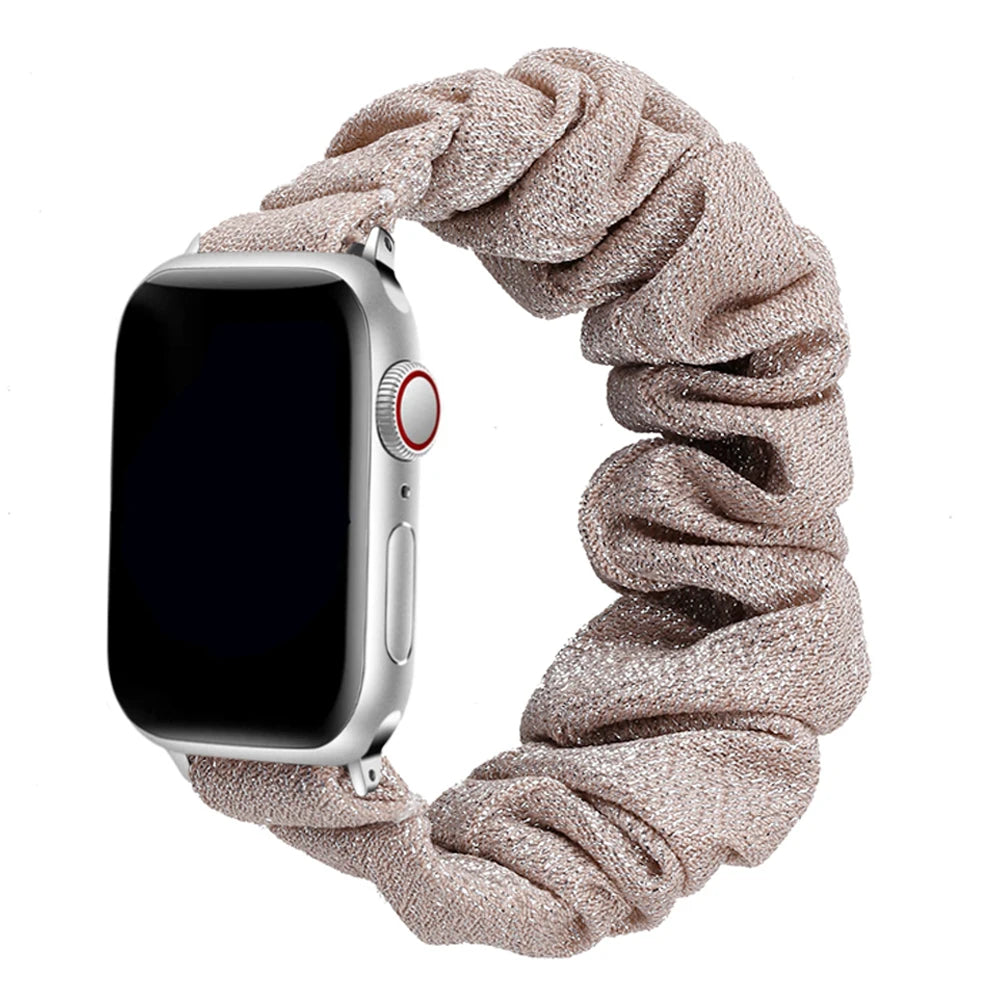 Elastic Scrunchie Apple Watch Band - Prints & Shimmer in Champagne Shimmer