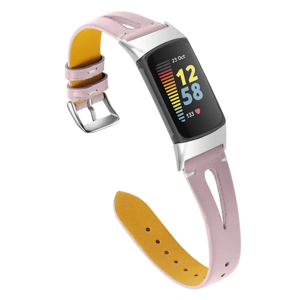 Fitbit Charge 5/6 Slim Cutout Leather Band - Pink