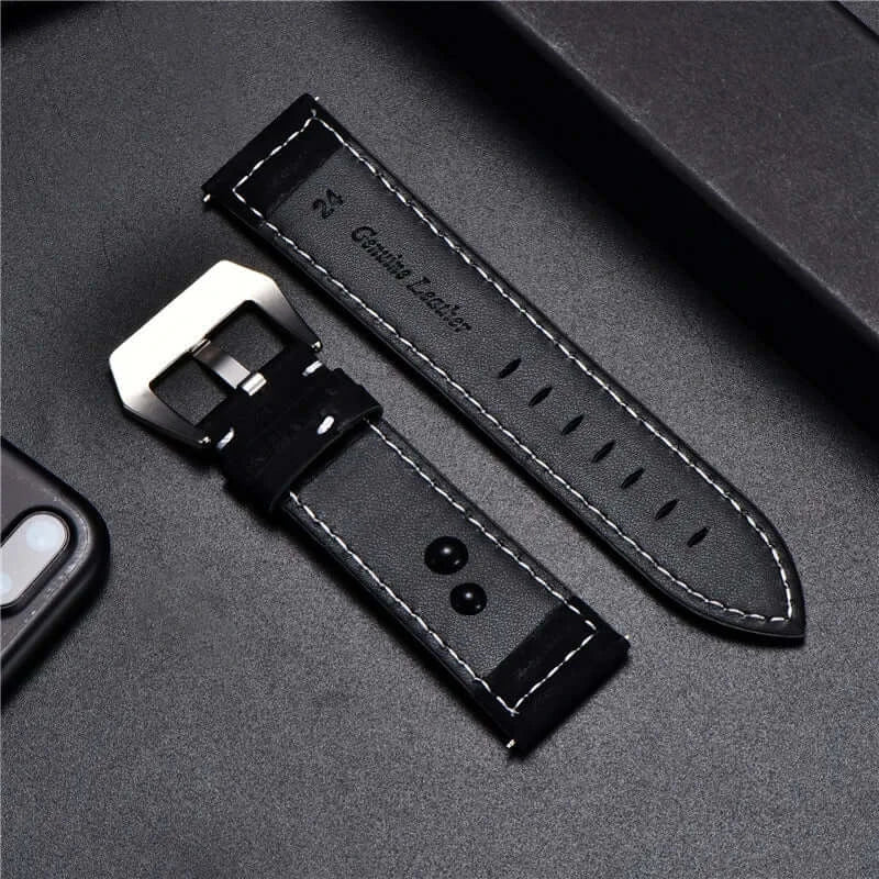 Suunto Slim Stitched Leather Band - Black leather underside