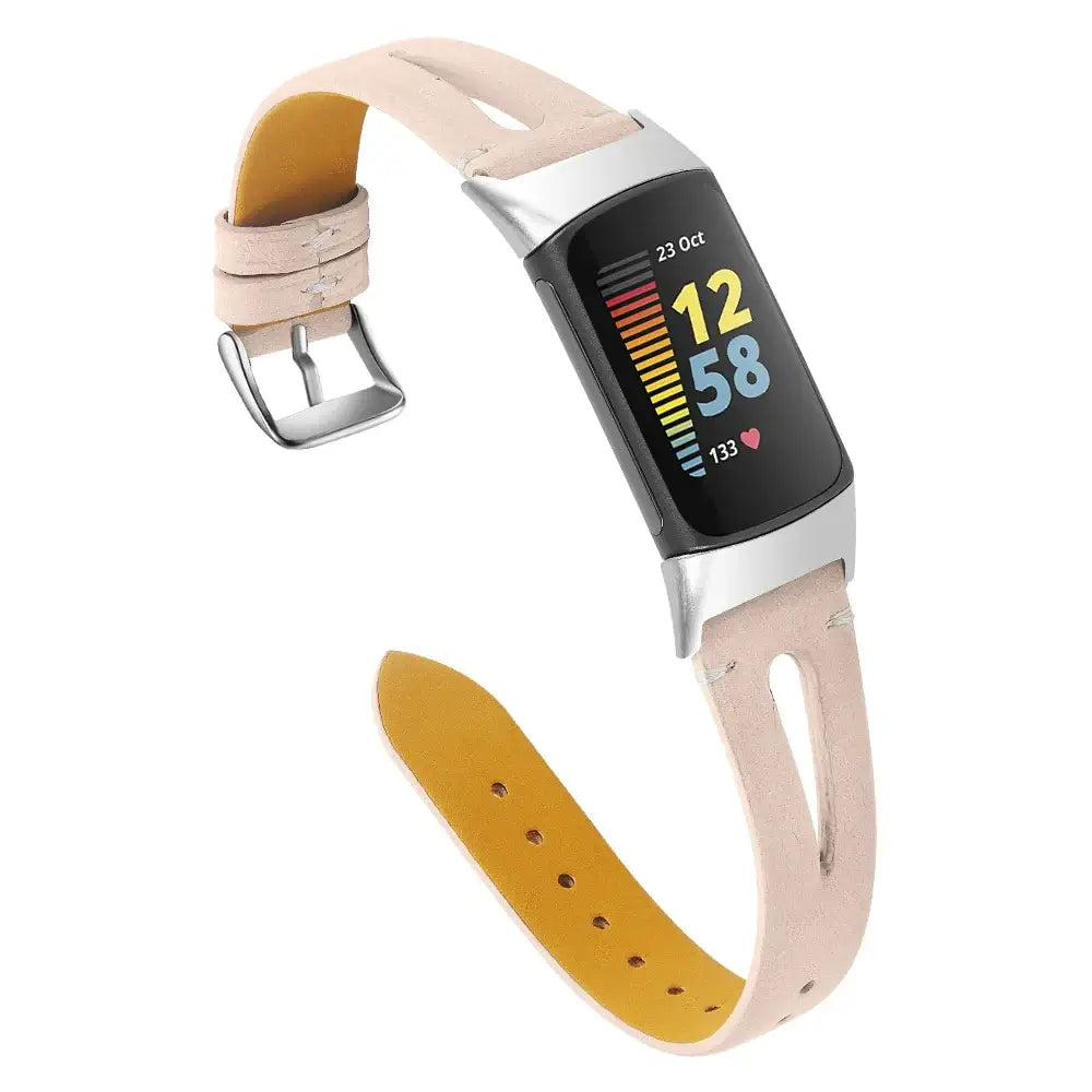 Fitbit Charge 5/6 Slim Cutout Leather Band - Beige
