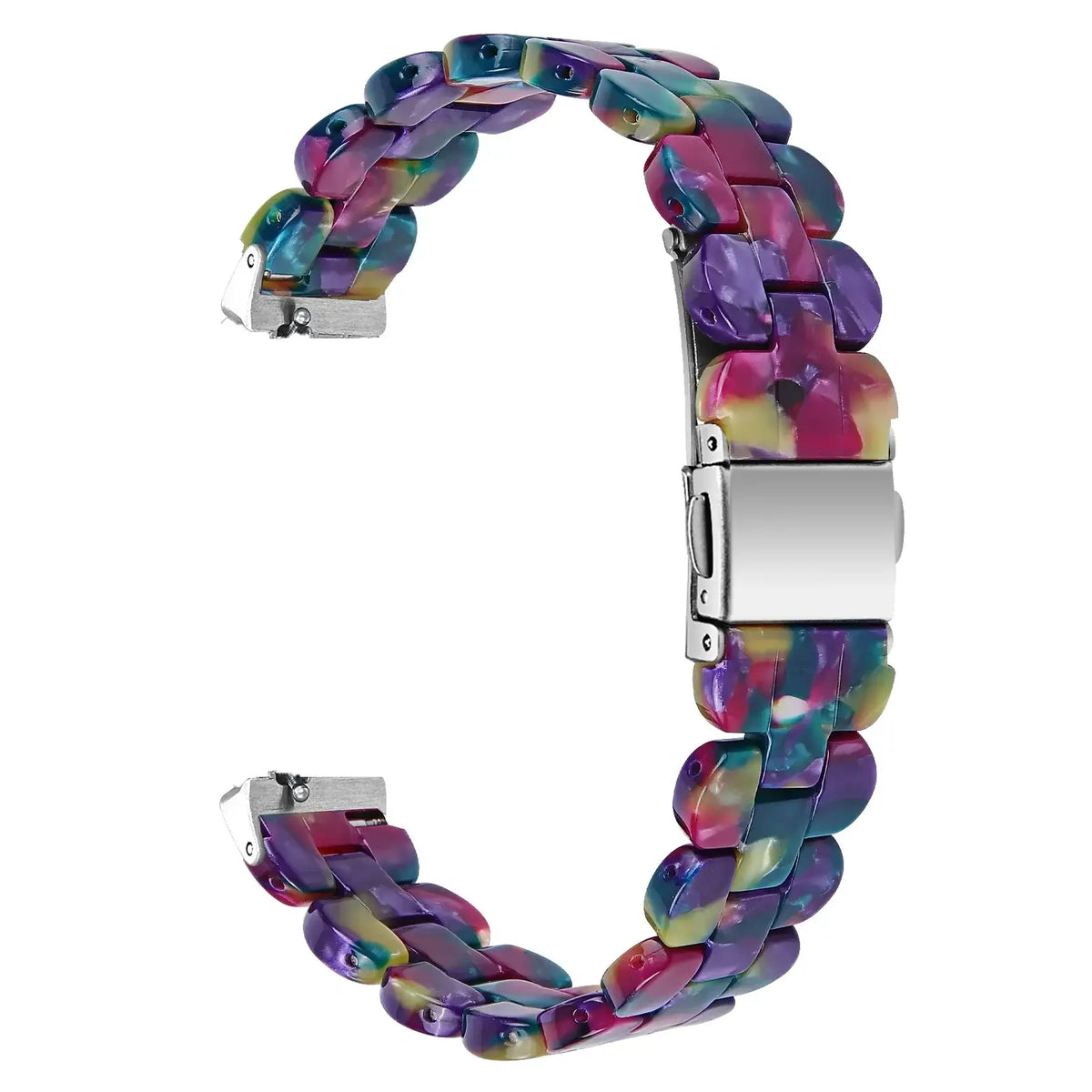 Fitbit Inspire Marbled & Tortoiseshell Resin Band - Dark Multicolor / Silver