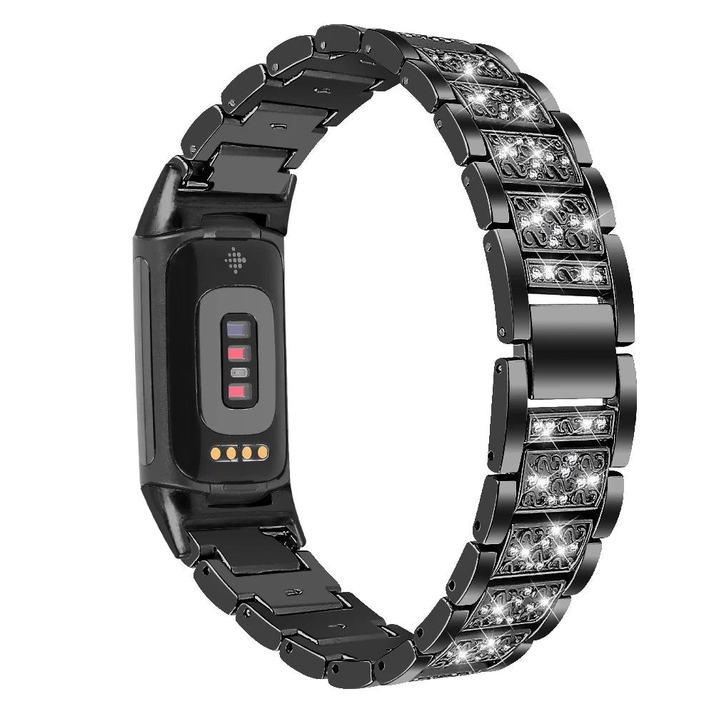 Fitbit Charge Rhinestone Panel Bracelet Band - Black