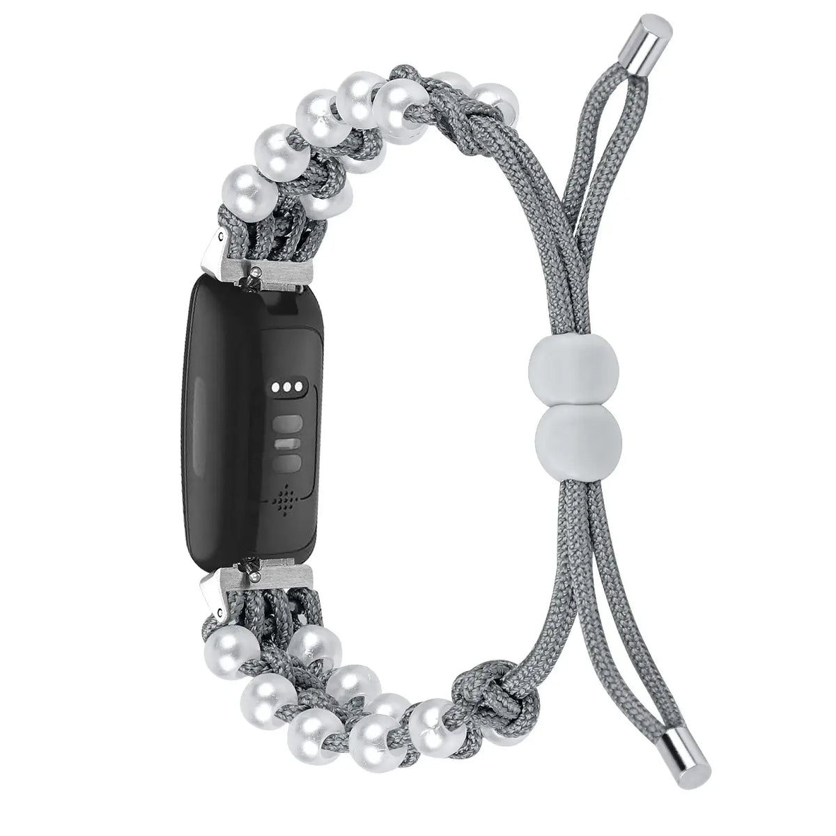 Fitbit Inspire Braided Cord & Pearl-Style Bead Band - Gray